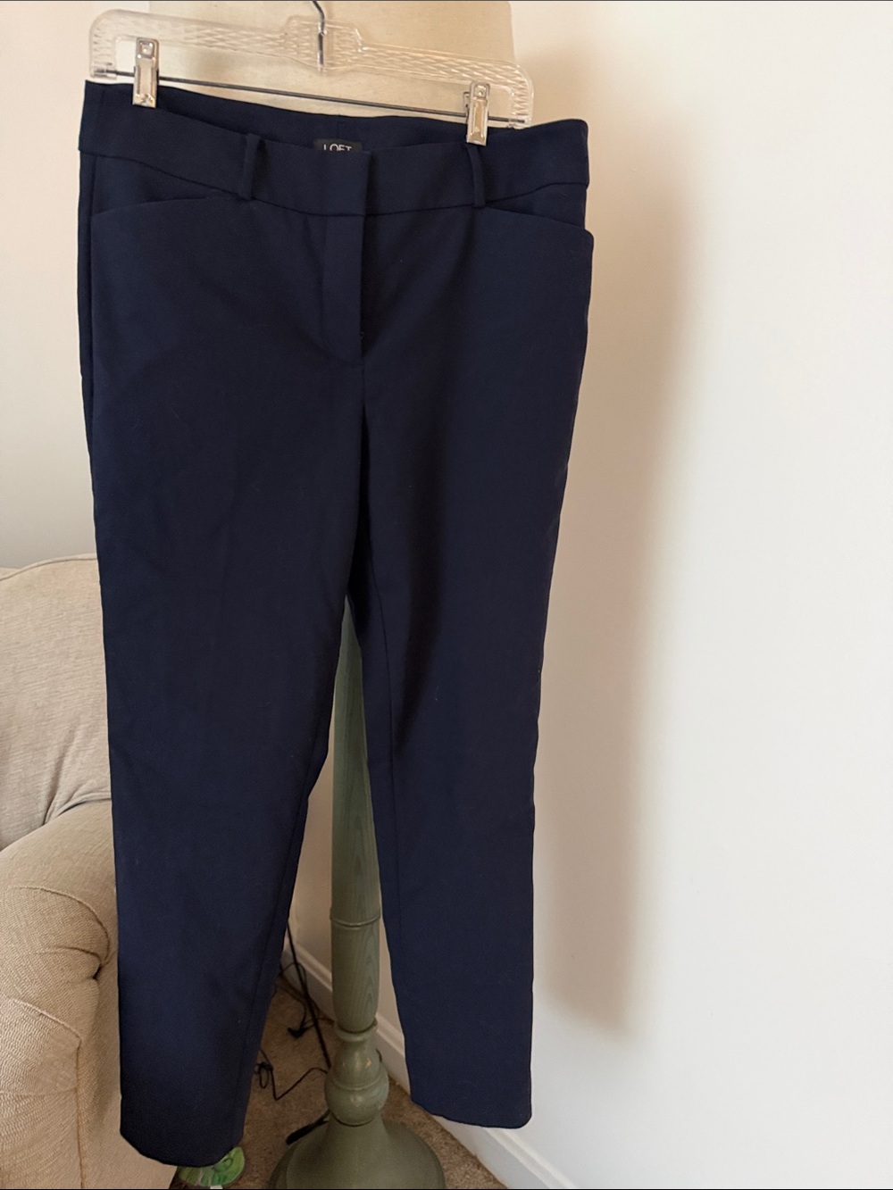 LOFT Navy Cropped Slim Ankle Pants